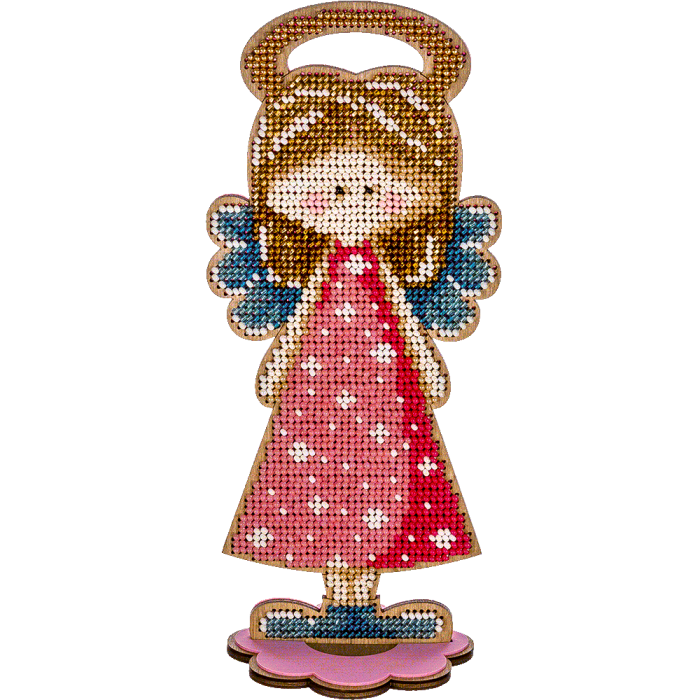 Набір для вишивання бісером для дерева Ангел Дівчинка FLK-251, фото 1