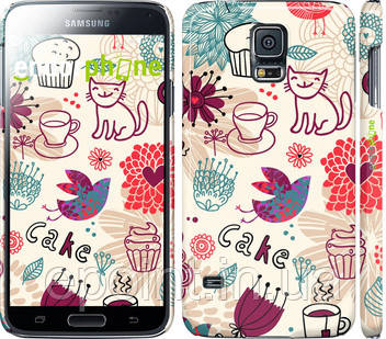 Чохол на Samsung Galaxy S5 g900h Пташки котики та тортик "2914c-24"