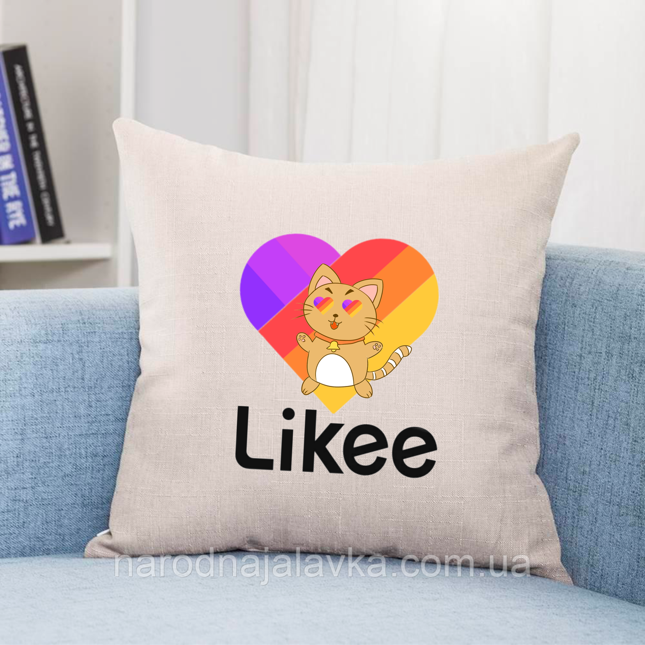 Подушка ЛАЙК КОТ. Дивена, в авто, дитяча котик лайк, декоративна подука