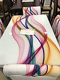 Розкладний стіл обідній кухонний комплект стіл і стільці 3D малюнок 3д "Кольорова хвиля" ДСП скло 70*110 Лотос-М, фото 4