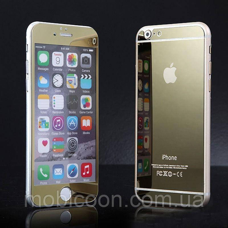 Захисне скло (2in1) для iPhone 6 Gold Mirror переднє + заднє