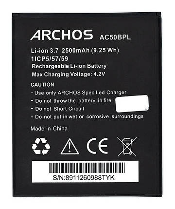 Аккумулятор AC50BPL Archos 50B Platinum, фото 2
