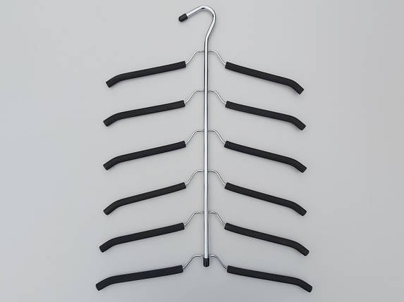 Плічка вішалки тремпеля шестиярусний поролоновий чорного кольору, довжина 41,5 см, фото 2
