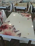 Розкладний стіл обідній кухонний комплект стіл і стільці 3D малюнок 3д "Вогненні пелюстки" ДСП скло 70*110 Лотос-М, фото 6