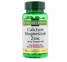 Вітаміни кальцій, магній, цинк і D3 Nature's Bounty, Calcium Magnesium Zinc Vitamin D3, 100 таблеток