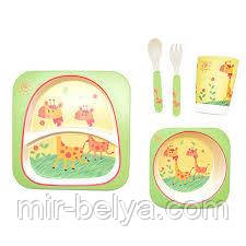 Набір дитячої бамбуковій посуду 5 предметів, фото 1