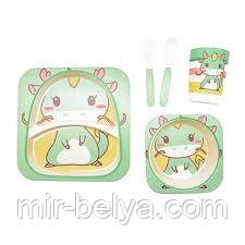 Набір дитячої бамбуковій посуду 5 предметів, фото 1