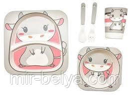 Набір дитячої бамбуковій посуду 5 предметів, фото 1