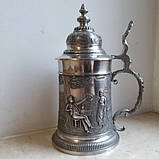 Олов'яний пивний кухоль з кришкою Гарна звістка, фото 2