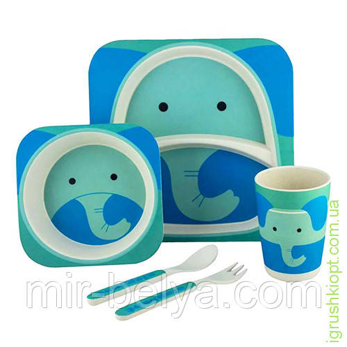 Набір дитячої бамбуковій посуду 5 предметів, фото 1