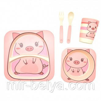 Набір дитячої бамбуковій посуду 5 предметів, фото 1