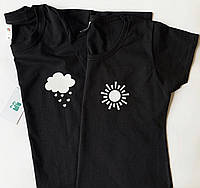 Парные футболки 100% Хлопок - Рисунок солнце и облако