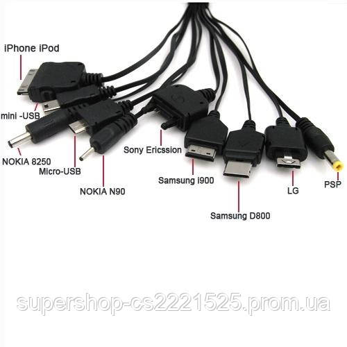 Универсальная зарядка 10 в 1 USB зарядка 80 см - фото 3 - id-p124379529