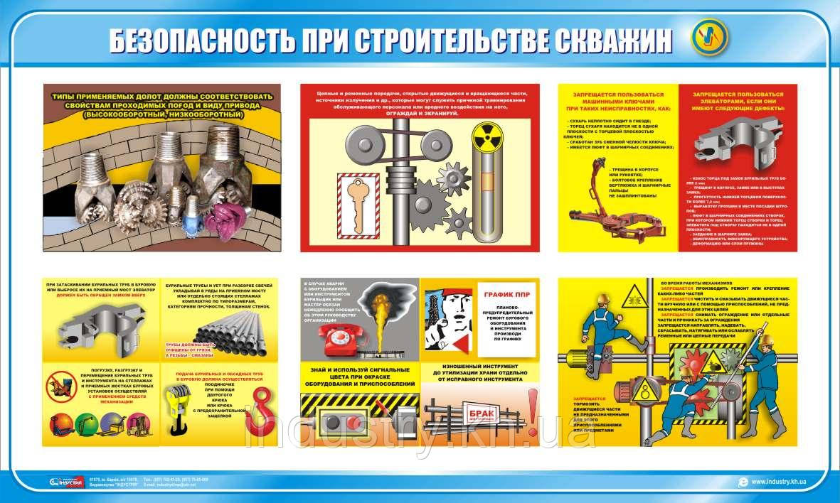 Стенд. Безпека при будівництві скважин (3 стенда). (Рус.) 1,0х0,6. Пластик, фото 1