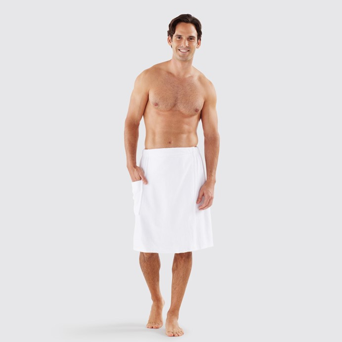 Вафельное парео (килт) мужское Luxyart размер универсальный 60*145 см белый (LS-036) - фото 1 - id-p685252259