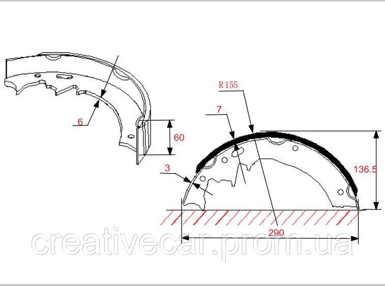 Колодка тормозная на погрузчик TCM FD/FG20-25T6 № 238P3-72021, 238P372021 - фото 2 - id-p325644646