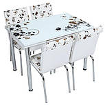Розкладний стіл обідній кухонний комплект стіл і стільці 3D малюнок 3д "Троянди медові" ДСП скло 70*110 Mobilgen 1015/190, фото 3