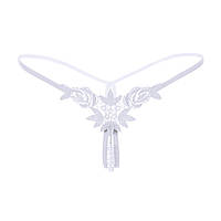 Рок-н-Ролл Спокушання: Еротичні Трусики з Намистинками і Дверцями, що відкриваються S/M Білий ( 200 006 )