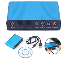 Зовнішня USB звукова аудіокарта 5.1 на 6 каналів SPDIF/оптика/CM6206