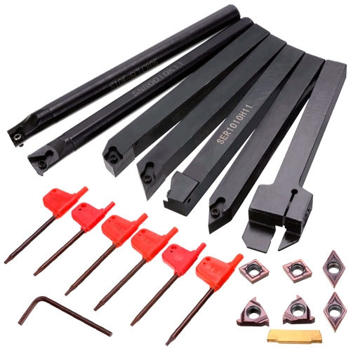 Токарні державки 10×10 мм, набір 7 шт з твердосплавними пластинами, фото 1