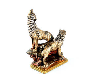 Пара вовків декор «бронза» h 30 см гіпс