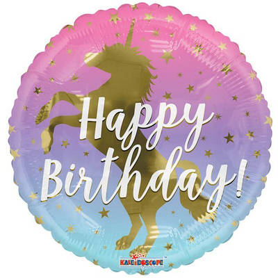 Kaleidoscope 18" Золотий Єдиноріг День народження - В УП