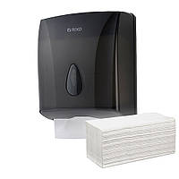 Диспенсер листовых бумажных полотенец V и ZZ сложения Rixo Maggio P228TB черный матовый пластик