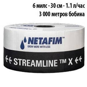 Крапельна стрічка Streamline X 6милс-30см-1.1 л/год (3 000 м бобіна) Нетафім (САДШ)