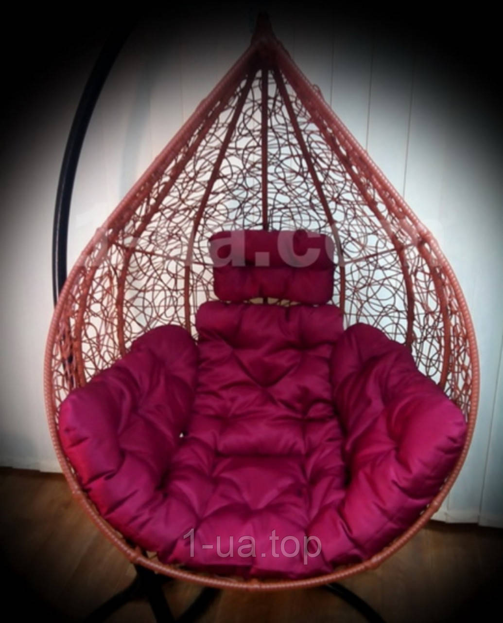 Бордова подушка для підвісного крісла кокон, подушка для підвісна гойдалка.