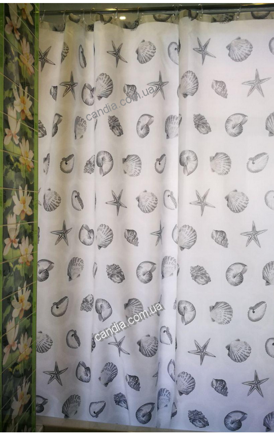 Шторка для ванної з кільцями Miranda STARFISH GREY (Туреччина) 180х200 см, фото 1