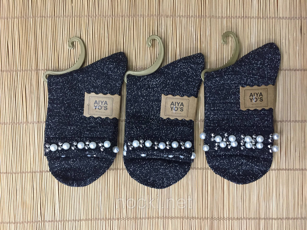 Шкарпетки жіночі люрекс-перли середньої висоти рис 1