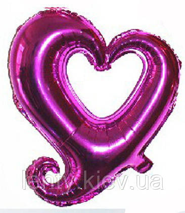 Серце фольговане фігурне металік 45 см.надув повітрям Фіолетово-малинове