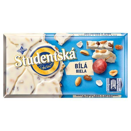 Шоколад білий Studentska Pecet c арахісом і родзинками 180 г Чехія (опт 5 шт)