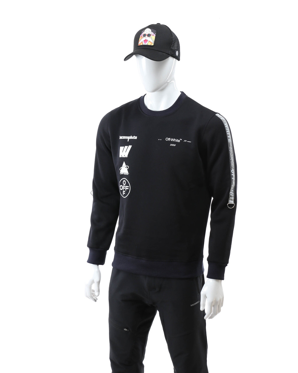 Світшот осінь-зима чорний OFF-WHITE №14, стрічка BLK S(Р) 20-538-003-002
