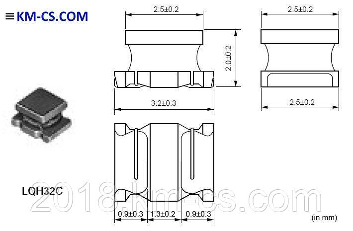 Індуктивність SMD L-1210 47uH 10% // LQH32CN470K53L (Murata Electronics)
