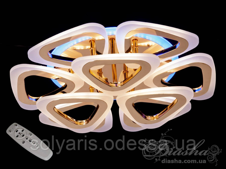 Стельова люстра з діммером і LED підсвічуванням, колір золото, 110W A8118/6+3G LED 3color dimmer