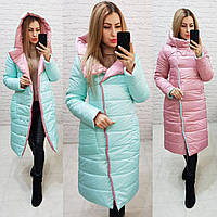 Куртка на дві сторони з капюшоном арт. 1007 мята+рожевий
