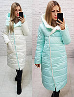 Куртка з капюшоном двостороння арт. 1007 м'ята і ніжно молочний / світла бірюза і молоко