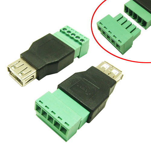 Перехідник USB 2.0 Type A гніздо роз'єм мама - клемники 5pin, фото 1
