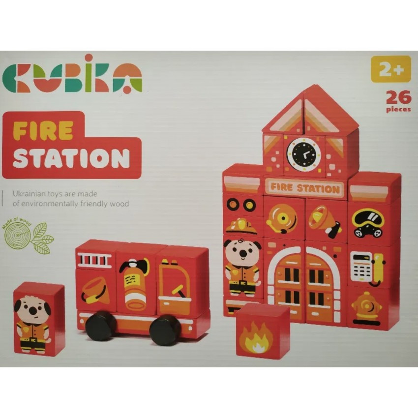 Дерев'яна іграшка Конструктор Fire station LDK3 Cubika 15139