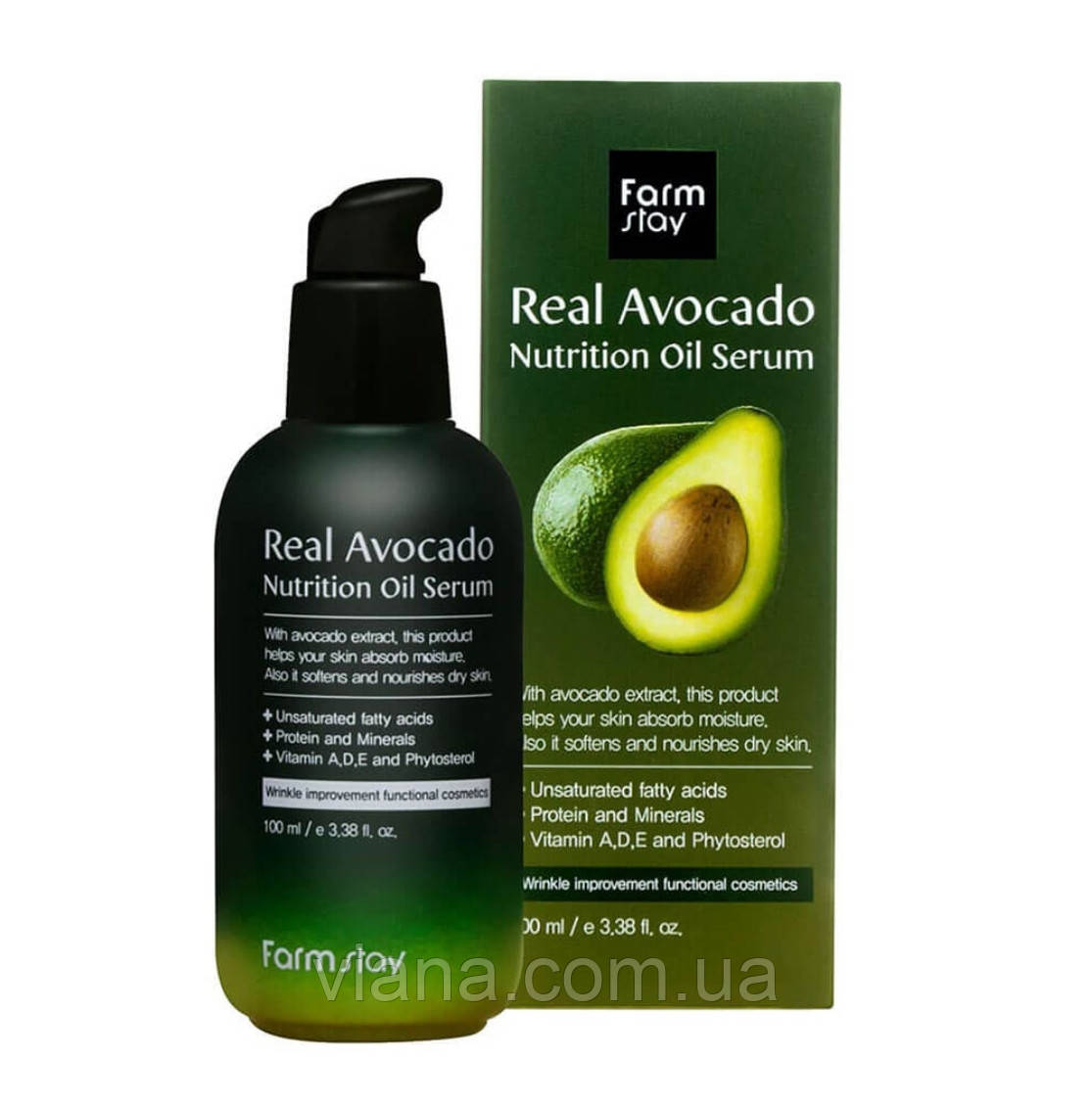 Поживна сироватка з екстрактом авокадо FARMSTAY Real Avocado Nutrition Oil Serum 100 ml