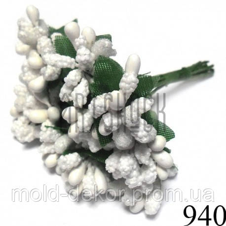 Тичинки для квітів односторонні Мікс, білі, розмір Ø 6 — 12 мм, довжина 9 см.