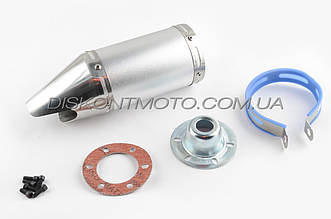 Глушник прямоток (тюнінг) 170*100mm, креп.Ø78 mm (неіржавка, коротка, срібляста, mod:4)