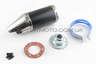 Глушник прямоток (тюнінг) 170*100mm, креп.Ø78 mm (неіржавка, коротка, чорний, mod:4)