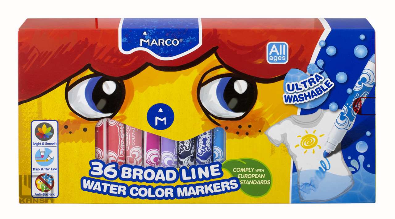 Фломастери змивні Marco Super Washable Jumbo,36 кольорів 1632-36