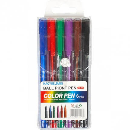 Набір кольорових ручок, 6 кольорів, 1 мм, фото 3