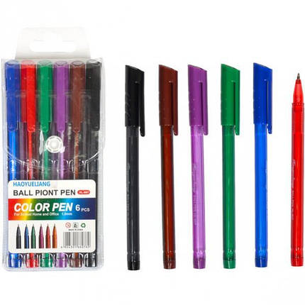 Набір кольорових ручок, 6 кольорів, 1 мм, фото 1