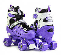 Ролики квады для детей раздвижные с двойными колесами р 29-33 Scale Sports Фиолетовый