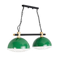 Люстра металлическая зеленая в бильярдную на 2 лампы 60304 серии "Пул"