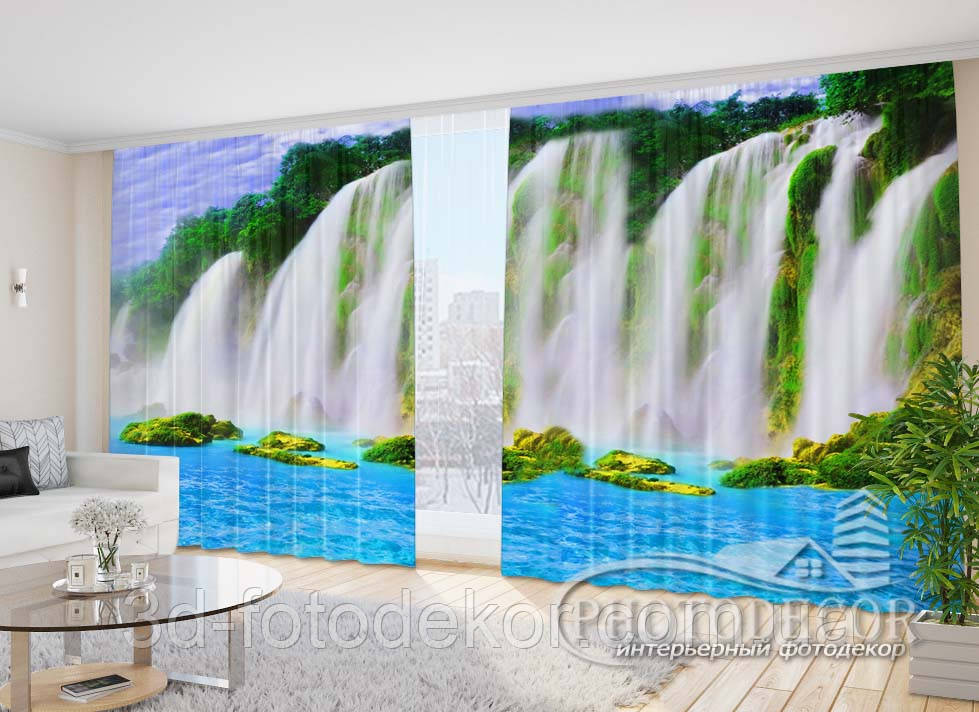 Фото Штори "Яскравий водоспад" 2,7м*2,9м (2 полотна по 1,45м), тасьма, фото 1